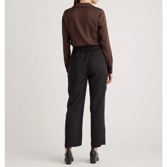 Quince Stretch Crepe Paperbag Pants, Black, Size 12 - Picture 2 of 13